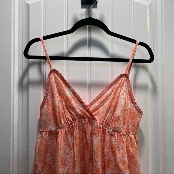 Van Winkle & Co. Peach & Blue Spaghetti Strap Cotton Dress. Size Small. - Picture 9 of 11